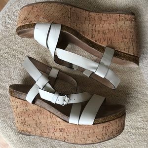 Anthropologie: White Platform Wedge Sandals